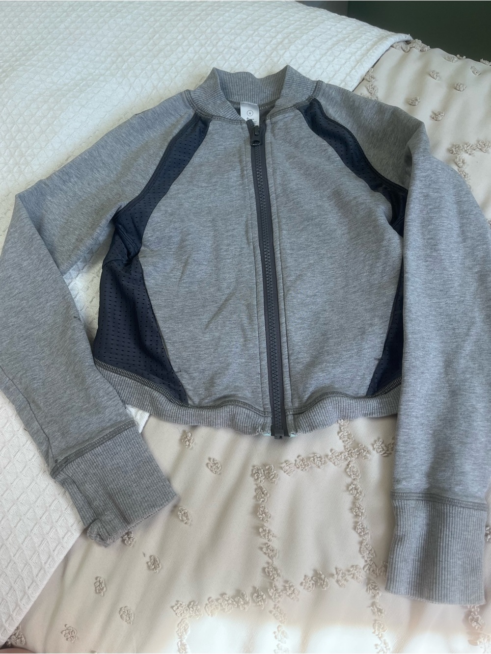 Ivivva Gray and Black Zip-Front Bomber Jacket